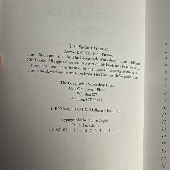 The Secret Garden 2001 Hallmark Gift Books by Frances Hodgson Burnett Felt Cover - Picture 9 of 9